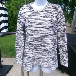 LOU&GREY FOR LOFT BLACK&IVORY ZIP BACK TOP XS